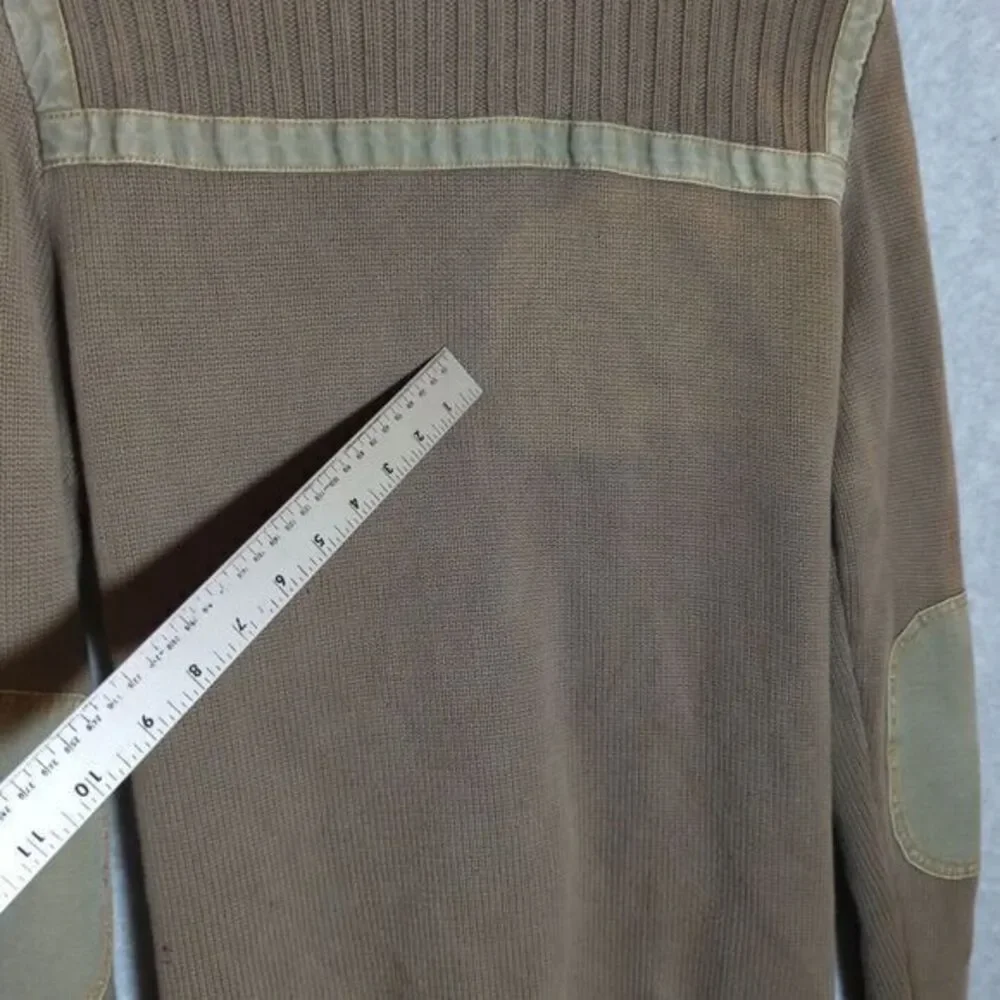 Military Sweater Cardigan Full Zip Large Elbow Patches‎ Epaulet Green 31 Simons